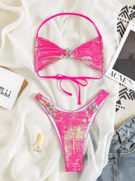 S - XLSparkling High Cut Halter Bikini Female Swimsuit Women Swimwear Two-pieces Bikini Set Bather Bathing Suit Swim Beachwear