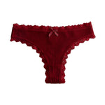 1pcs Plus Size Women's Low-Waist Thong Panty Cute Girl Style Seamless Bowknot Lace Panties Trim Lightweight Breathable Underwear
