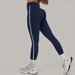 Women High Waist Yoga Pants Leggings - Seamless Color Block Fast-Dry Breathable Gym Running Fitness Tights Butt Lifting Effect
