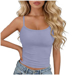 Womens Basic Spaghetti Strap Cami Top Slim Fit Backless Crop Top Summer Solid Color Casual Sleeveless Top Streetwear Y2k Clothes