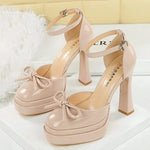 BIGTREE Model Catwalk Sequined Platform Pumps for Women Sexy Bowknot Party Nachtclub Stripper Heels Pole Dance Shoes Size 34-40
