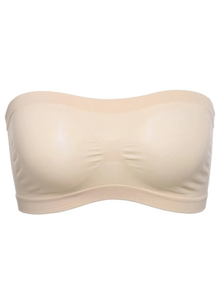 Women’s Strapless Seamless Tube Top Bra Anti-Slip Wireless Bandeau for Summer Outfit