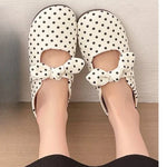 Spring/Summer Women Soft Sole Flats Sandals polka dot Round Toe Elegant Butterfly-knot Shoes