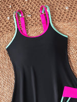 Black White Patchwork Tankini Set Swimwear Women 2026 Double Strap Push Up Tank Top High Waist Pocket Short Two Piece Swimsuit