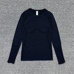 Women's Slim Fit Long Sleeve Yoga Sports Top Breathable Stretch Seamless Pilates Training T-Shirt Fitness Running Shirt T-shirt
