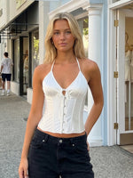 Women Retro Fishbone Tank Tops Sleeveless Slim Fit Corset Summer Open Back Bandage Vest Summer