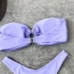 Sexy Wrinkled Bandeau Strapless Bikini Women Swimwear Female Swimsuit Two-Pieces Bikini Set Bather Bathing Suit Swim Lady V3367L