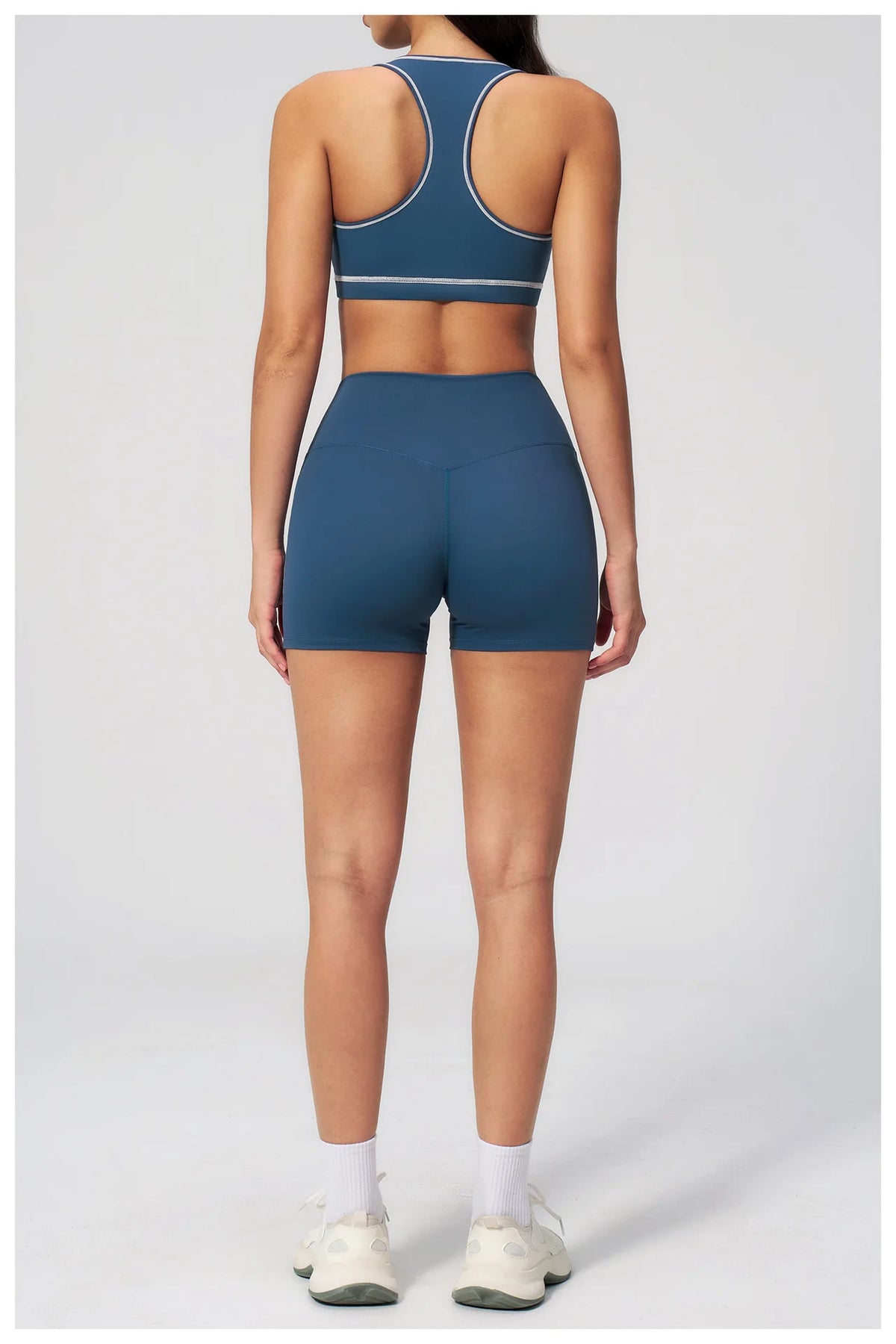 Summer New Color Contrast Yoga Set Women Tight I-shaped Back Sports Bra Versatile Fitness Suit High Waist Shorts Workout Clothes