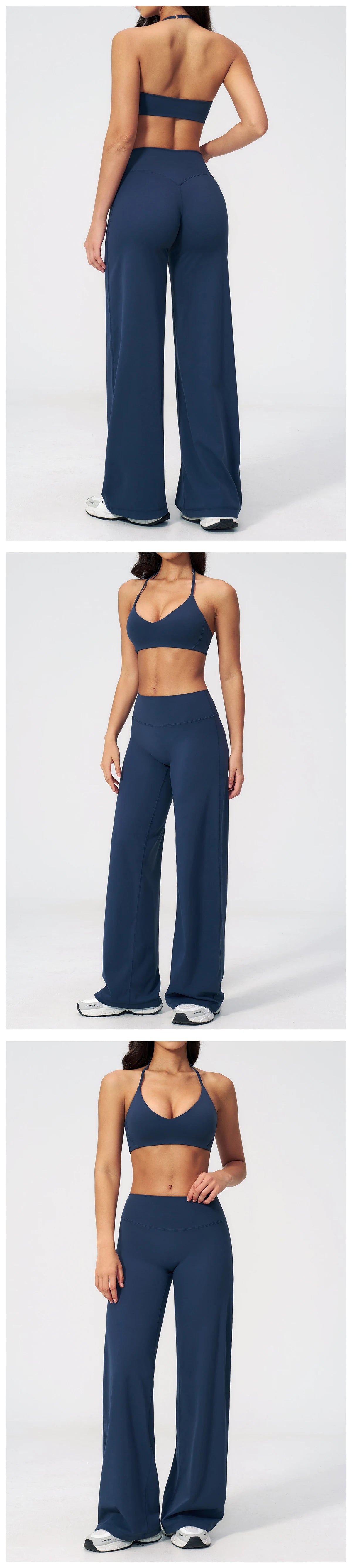 Women's Fitness Set Gym Tracksuit Breathable Sports Bra Flared Trousers Suit Workout Clothing Sportswear Female Athletic Wear