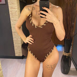5 Colors V Neck Ribbed Cross Back One Piece Swimsuit Women Swimwear Female High Leg Cut MonokiniBather Bathing Suit Swim V6278