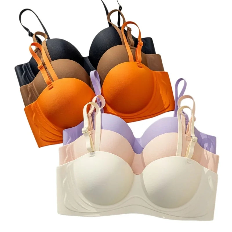 Push-Up Bras Women 1/2 Cup Underwear Sexy Lingerie Solid Color Wireless Fixed Cup Demi Bra Comfort Breathable Brassiere S-XL