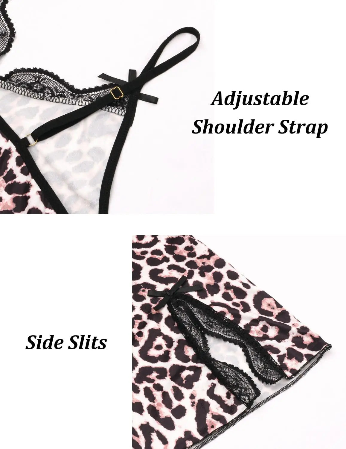 New Sexy Black Nightgown for Women Red HeartLove Print Satin Lace Trim Mini Chemise Adjustable Spaghetti Strap Lingerie
