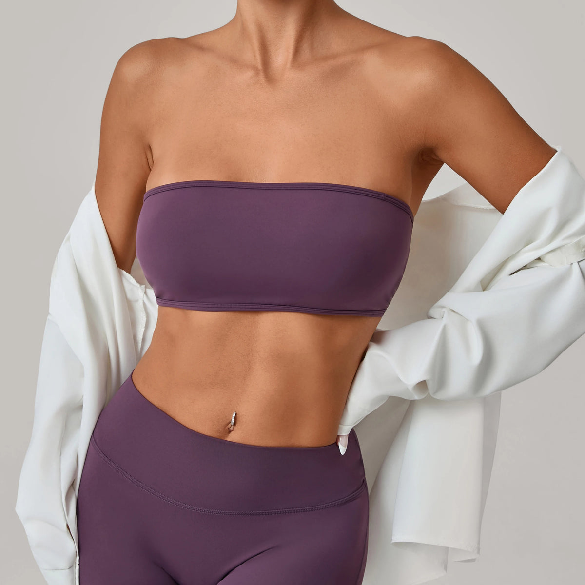 Padded Backless Bandeau Sports Bra Gym Women Crop Tube Top Seamless Yoga Top Sexy Workout Sportswear Push-up Fitness Underwear