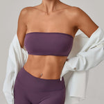 Padded Backless Bandeau Sports Bra Gym Women Crop Tube Top Seamless Yoga Top Sexy Workout Sportswear Push-up Fitness Underwear