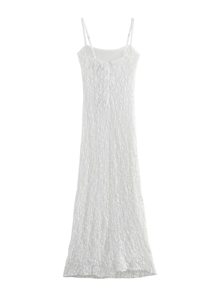 Foridol White Lace Sexy Summer Women Party Dress Beach Slip Bodycon Dress 2025 Spaghetti Strap Bowknot Floral Vestidos Sundress