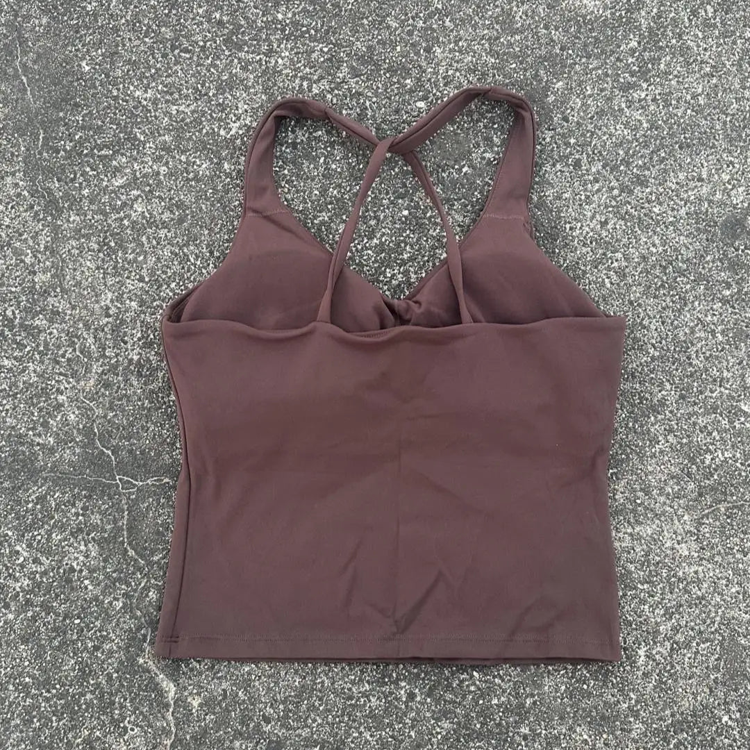 Solid Color Cross Back Tank Top Women Fitness Sport Bra Top Soft Tight Comprehensive Training Gym Yoga Underwear With Chest Pad