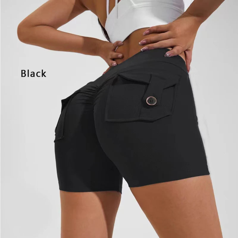 DIAS FIT JOY Tight Women's Shorts Pocket High Waist Lifting Buttocks Quick Drying Yoga Shorts