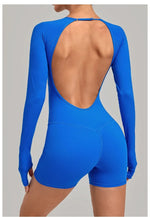 Women's Yoga Jumpsuits Sports Fitness Hip-lifting Long-sleeved Backless Running Training Workout Gym Shorts One-piece Bodysuits