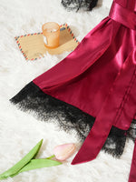 4Pcs Women Satin Pajama Set Robe Lace Lingerie Sexy Silk Nightwear Sleepwear Soft Satin Nightgown Pyjamas Nightdress Nighty Robe