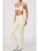 New Yoga Suit Women Color Blocked V-neck I Shape Sports Bra Fitness Clothes Summer Tight Running High Waist Leggings Tracksuit