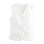 Women's Fashion Versatile Vest Solid Color Tailored Vest Three Pack Sleeveless V Neck Button Down For Women Office Wear 2EKY