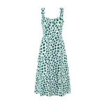 French Style Low-cut Polka Dot Print Camisole Dress For Women Sexy Side Slit Waist-cinching Mid-length Beach Dress Charming WYLB