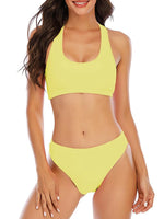 2026 Sporty Bikinis Solid Padded Swimsuit Women Vintage Swimwear Female Bathers Bathing Swimming Swim Suit Beachwear