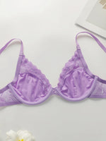 Beautiful fashionable colored strip steel support underwear thin lace semi transparent women's underwear sexy Lingerie HR2635