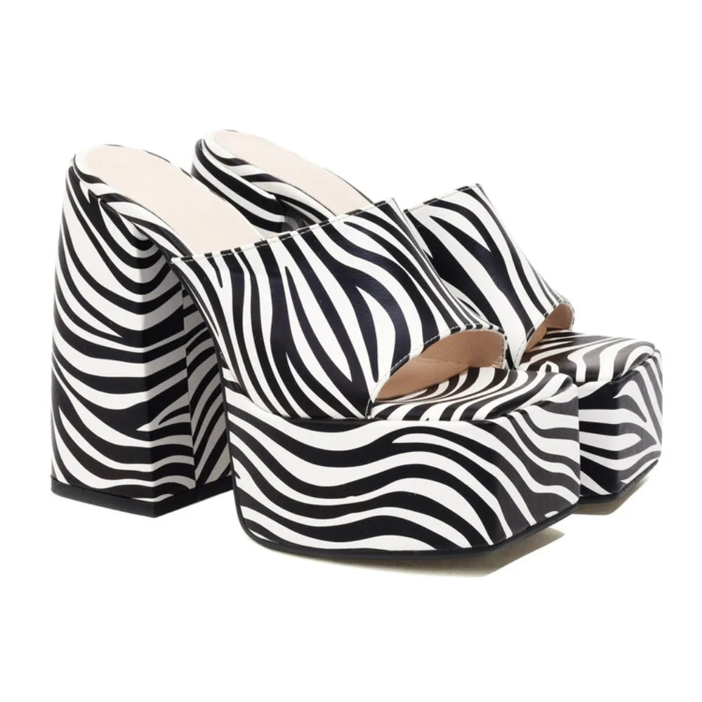 2026 Thick High Heels Sandals for Women's Fashion Open Toe Platform Slippers Women Slip-on Shoes Plus Size