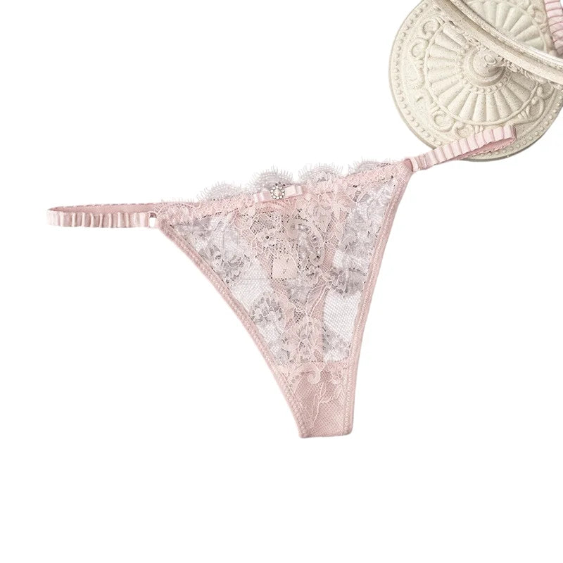 New Sexy PinkWomen's Underwear Low-Waisted Sexy Thong Attractive Breathable Women Panties Bra Rhinestone FashionComfort Br