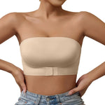 Women Strapless Bra Casual Front Closure Bra Non-Slip Wireless Bandeau Bra Lady Seamless Padded Tube Top Bralette Lady Underwear