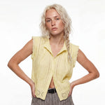 Summer Women’s Button Down Eyelet Tops Solid Color Sleeveless Round Neck Lace Trim Shirts Daily Casual Blouse Summer