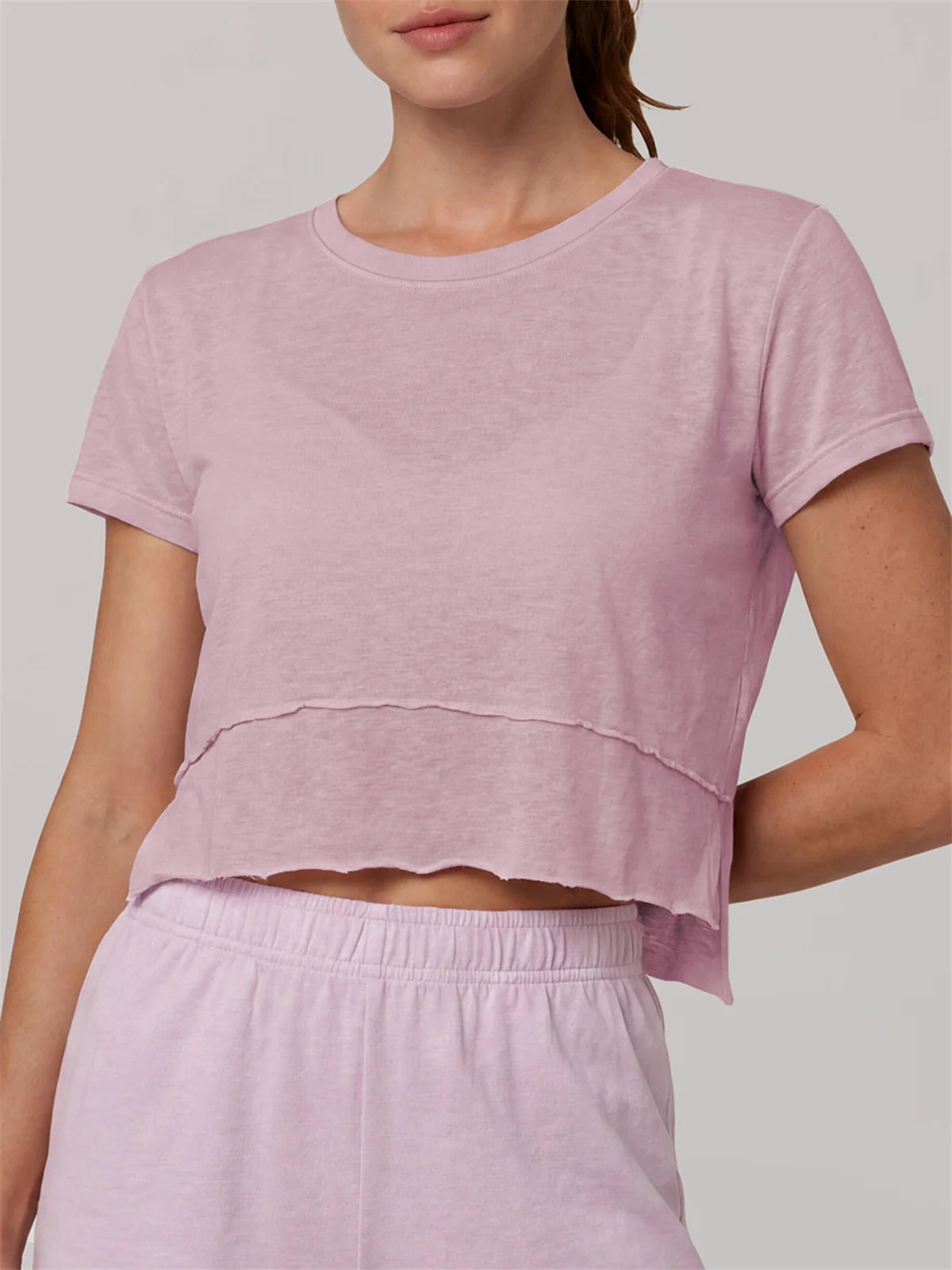 Quick Drying Pink Black Yoga T Shirts Women Short Sleeve O Neck Loose Fitness Tops Outdoor Lightweight Ruffles Short T-shirts