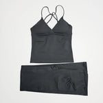 NCLAGEN Vision Twist Front Longline Top And Vision Flares 2 Piece Fitness Set Women Sportwear Gym Clothes Workout Running Suit