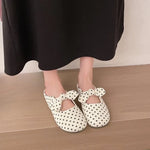 Spring/Summer Women Soft Sole Flats Sandals polka dot Round Toe Elegant Butterfly-knot Shoes