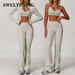 2/3PCS Yoga Suit Women Tracksuits Gym Clothes Workout Flared Pants Zipper Long SleeveAthletic Wear Female Sports Yoga Clothing