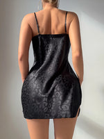 Summer Elegant Leopard Print Women Nightdress V Neck Simple Sexy Sleepwear for Home Relaxation and Party