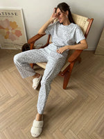 New Women's Sleepwear Two-Piece Set Summer Hot Item Leopard Print Girl Simple Casual Comfortable Home Suit Set T-Shirt Pants
