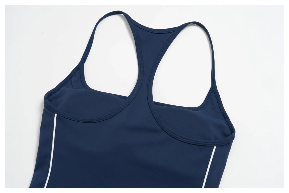 Color Contrast Yoga Sets Women Hanging Neck Slim Sports Tank Top Running Fitness Suit Outdoor Flare Leggings Workout Clothes