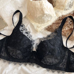 Sexy Lace Embroidery Push Up Bra French Ultra Thin Women Underwear Mesh Breathable Intimates Lingerie Plus Size CDE Cup Bras