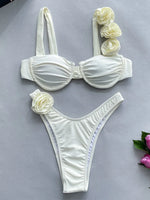 Sexy 3D Flowers Underwired Brazilian Bikini Women Swimwear Female Swimsuit Two-pieces Bikini Set Triangle Bathing Suit Swim Lady