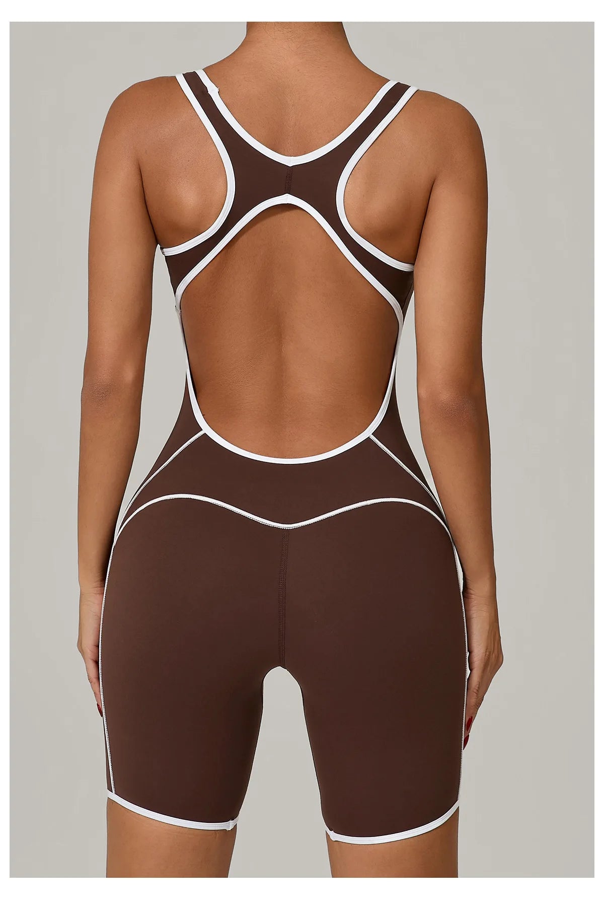 Sexy Sleeveless Backless Scrunch Yoga Jumpsuit Women Black Contrast Hollow One Piece Sports Suit Tight Fitness Sports Overalls