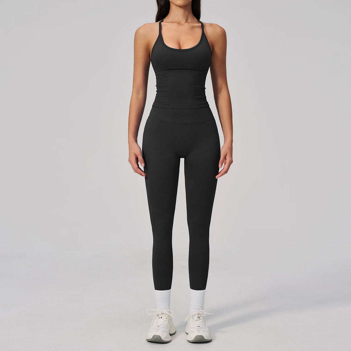 Summer Seamless Yoga Sets Women Outdoor Slimming Sports Tank Top High Waist Hip Lifting Leggings Gym Fitness Suits Tracksuit