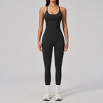 Summer Seamless Yoga Sets Women Outdoor Slimming Sports Tank Top High Waist Hip Lifting Leggings Gym Fitness Suits Tracksuit