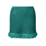 Summer Women's Knit Mini Skirt Solid Color Plush Tassel Trim Pencil Skirts Going Out Bohemian Beach Sexy Skirts