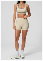 Summer New Color Contrast Yoga Set Women Tight I-shaped Back Sports Bra Versatile Fitness Suit High Waist Shorts Workout Clothes