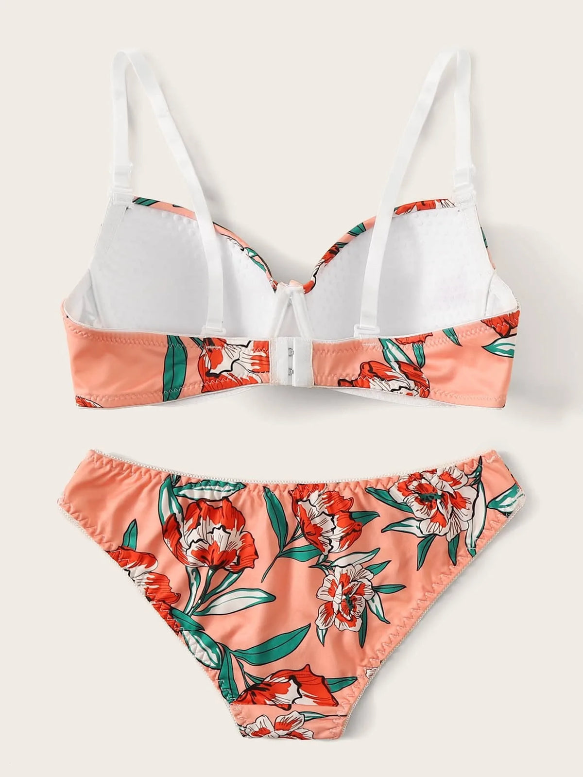 New High Quality polychrome Lingerie 2 Pieces Women's Underwear SetGathering Beautiful Flower Prints Push Up Bra A2138