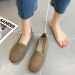 Spring and Autumn Flat Shoes Fashion Leisure Women's Flat Shoes Square Toe Knitting Elastic Comfortable Slip-on Boutique Shoes