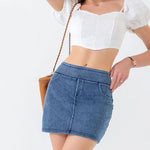 Sexy Hip Mini Denim Skirt High Elastic Slimming Jean Skirt Summer Jeans Harajuku Streetwear Sexy Hot Girl Casual A-Line Skirts