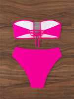Sexy Bandeau Sheer Female Swimsuit High Waist Bikini Women Swimwear Two-pieces Bikini set Padded Bather Bathing Suit Swim K7063